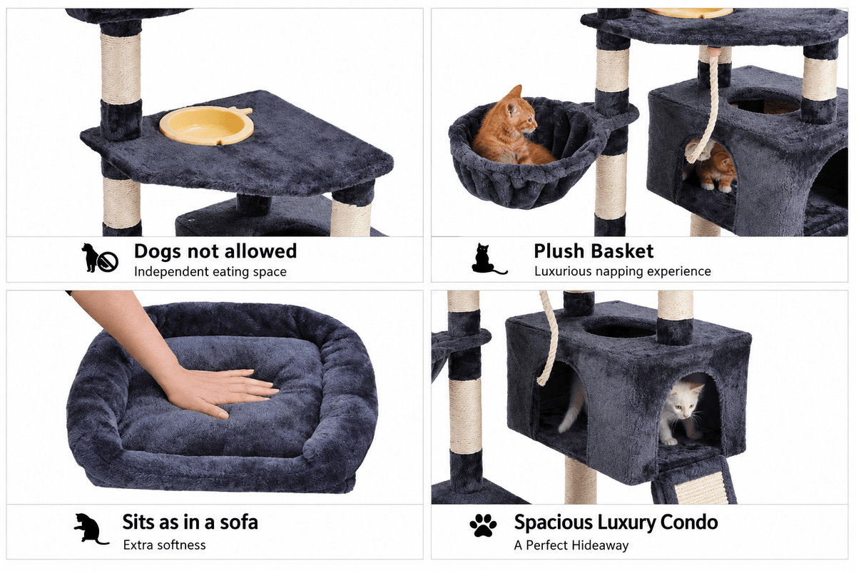 50" Multi-Level Cat Tree & Scratching Tower - Markif Pet Shop