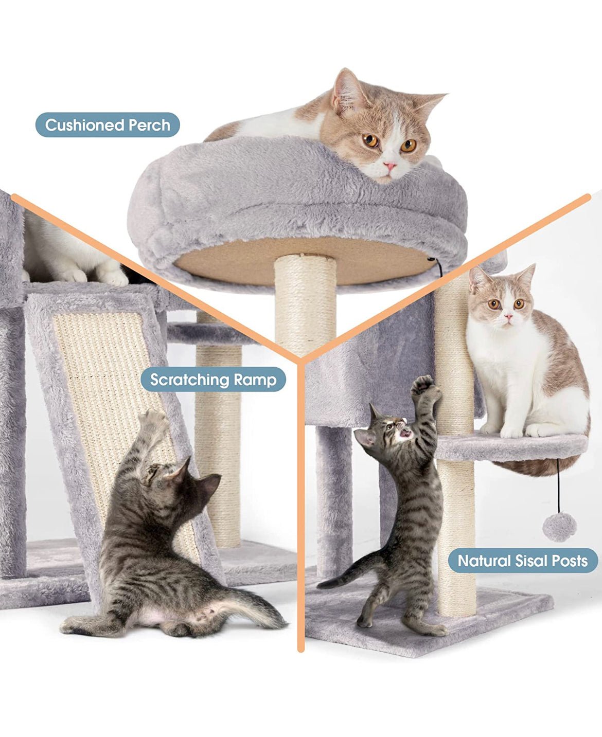 59" Multi-Level Cat Tree & Scratching Tower - Markif Pet Shop