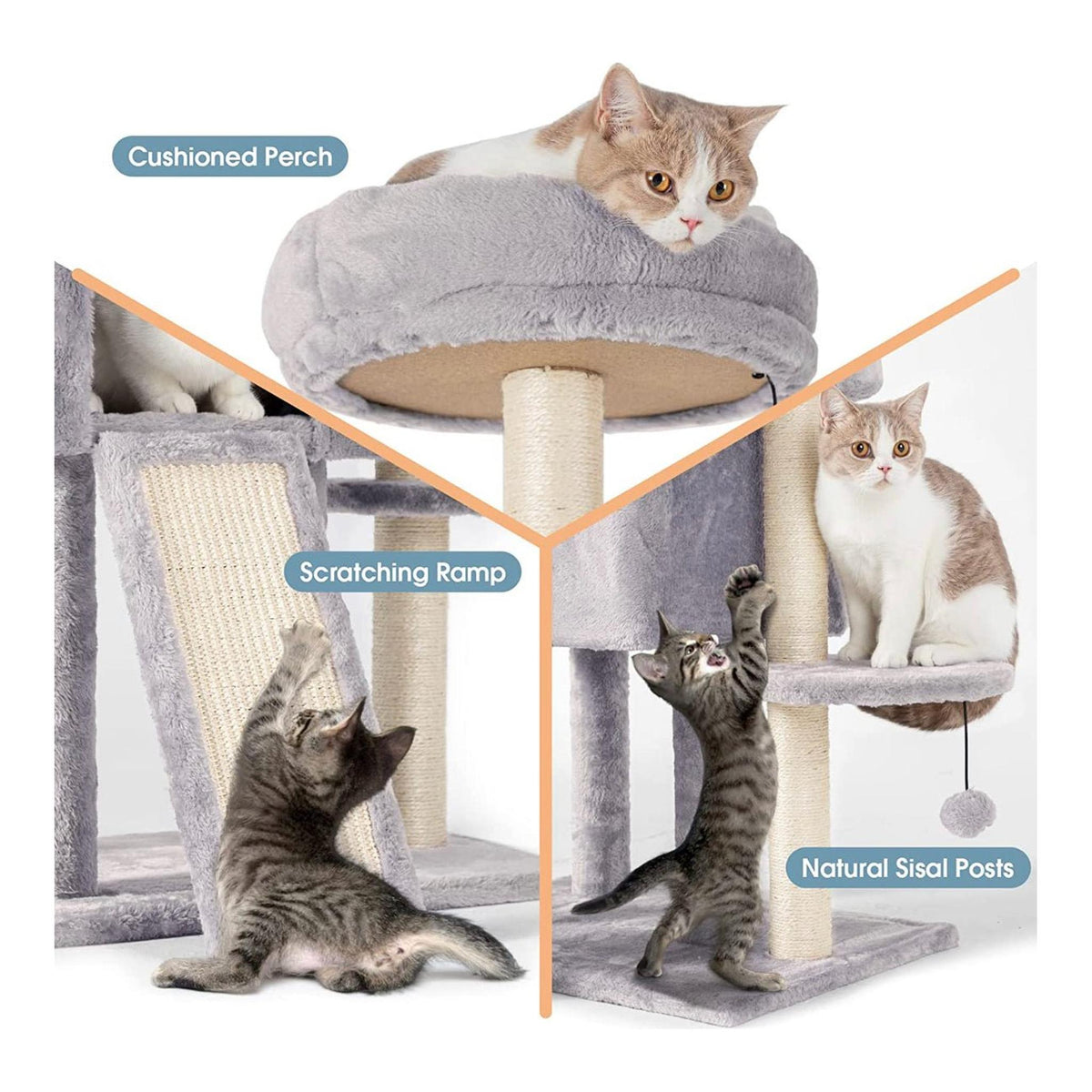 59" Multi-Level Cat Tree & Scratching Tower