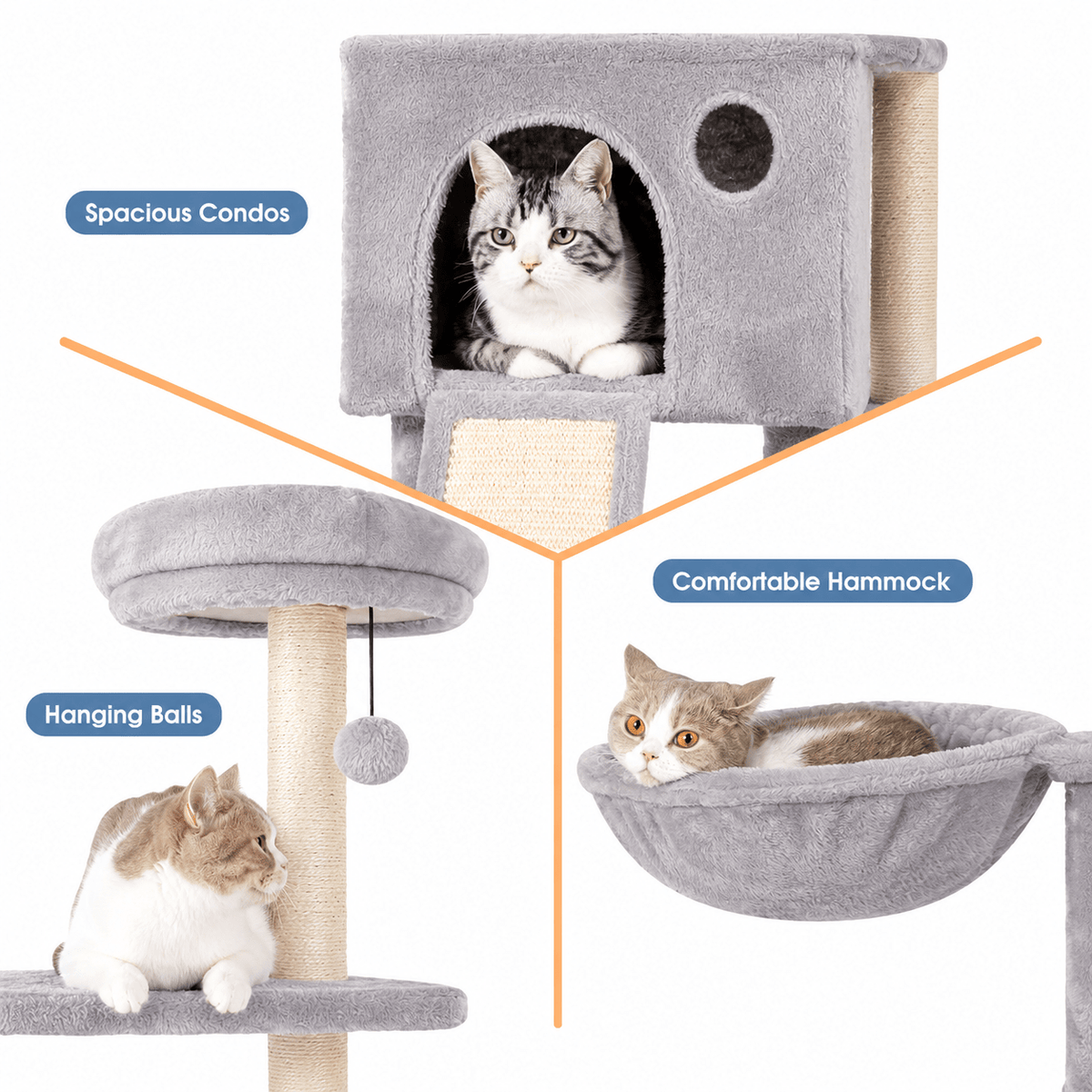59" Multi-Level Cat Tree & Scratching Tower - Markif Pet Shop