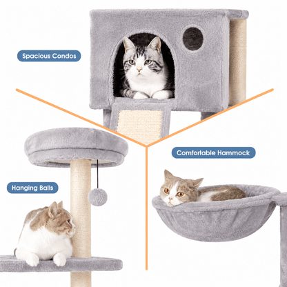 59" Multi-Level Cat Tree & Scratching Tower - Markif Pet Shop