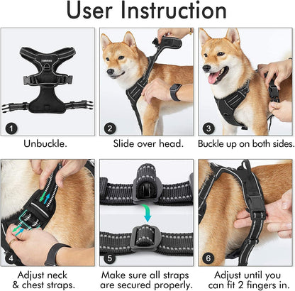 Dog Harness with Reflective Safety and Easy Control Handle