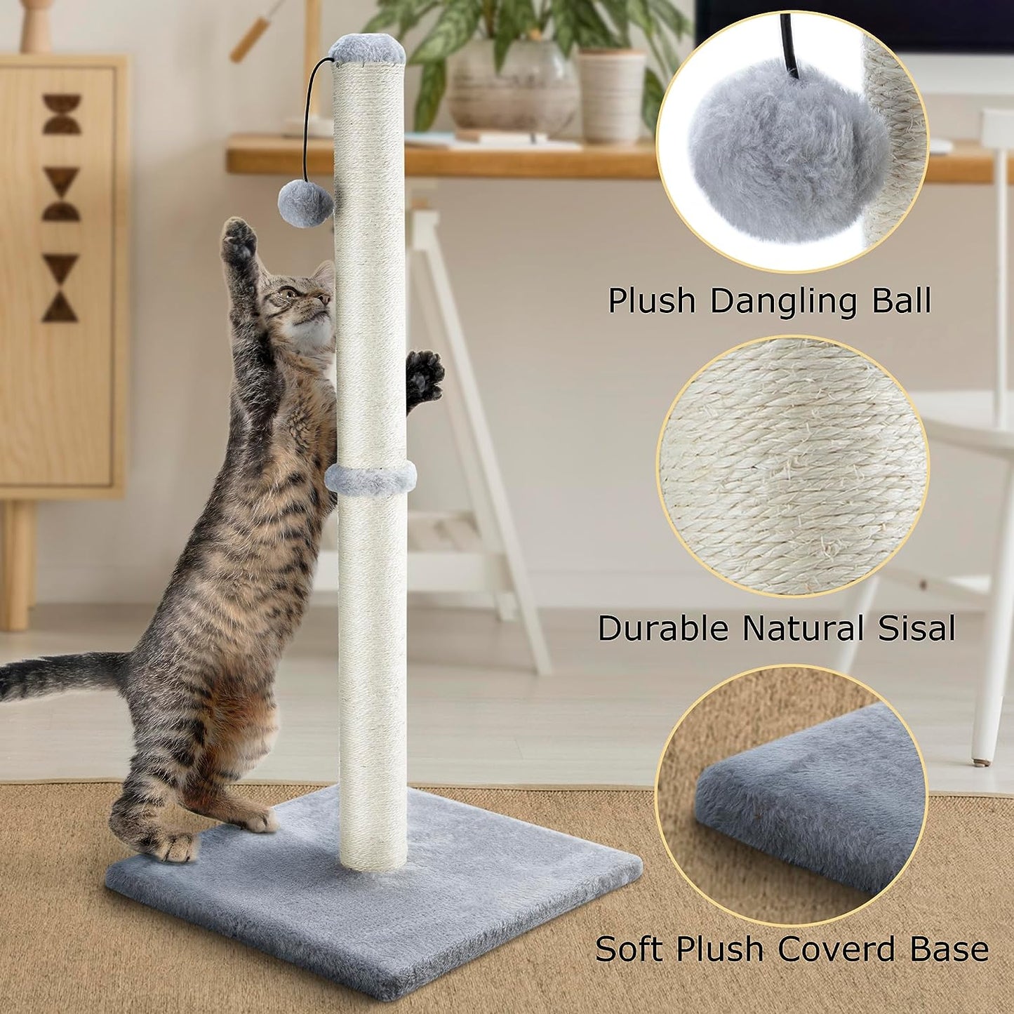 32'' Tall Cat Scratching Post with Hanging Ball