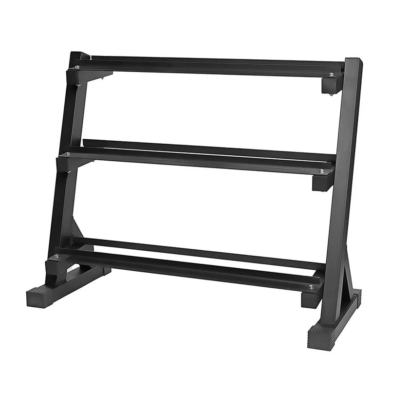 5-50lbs Rubber Dumbbell Set with Commercial 3-Tier Dumbbell Rack