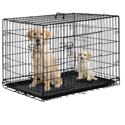 Double Door Folding Metal Dog Crate