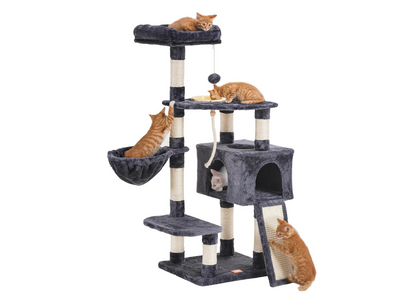 Multi-Level Cat Tree with Condos, Scratching Posts and Hanging Toys