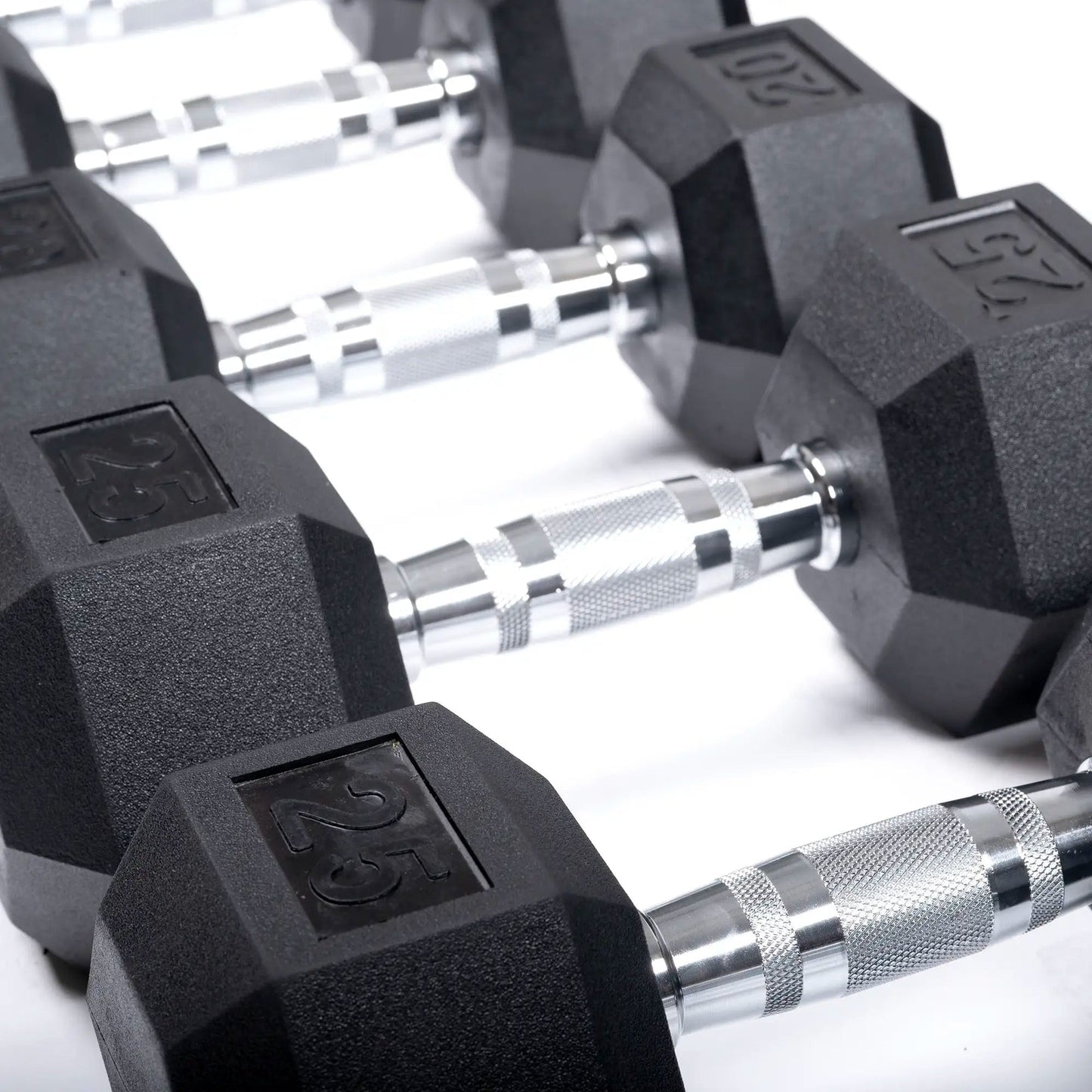 5-50lbs Rubber Dumbbell Set with Commercial 3-Tier Dumbbell Rack