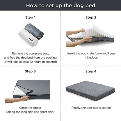 Memory Foam Dog Bed: Washable Cover & Crate Mat