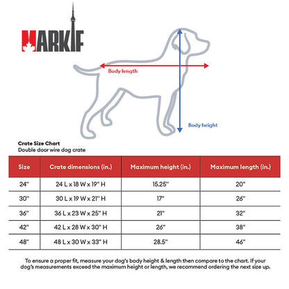 Double-Door Folding Metal Dog Crate with Divider & Tray - Markif Pet Shop
