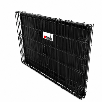 Double-Door Folding Metal Dog Crate with Divider & Tray - Markif Pet Shop