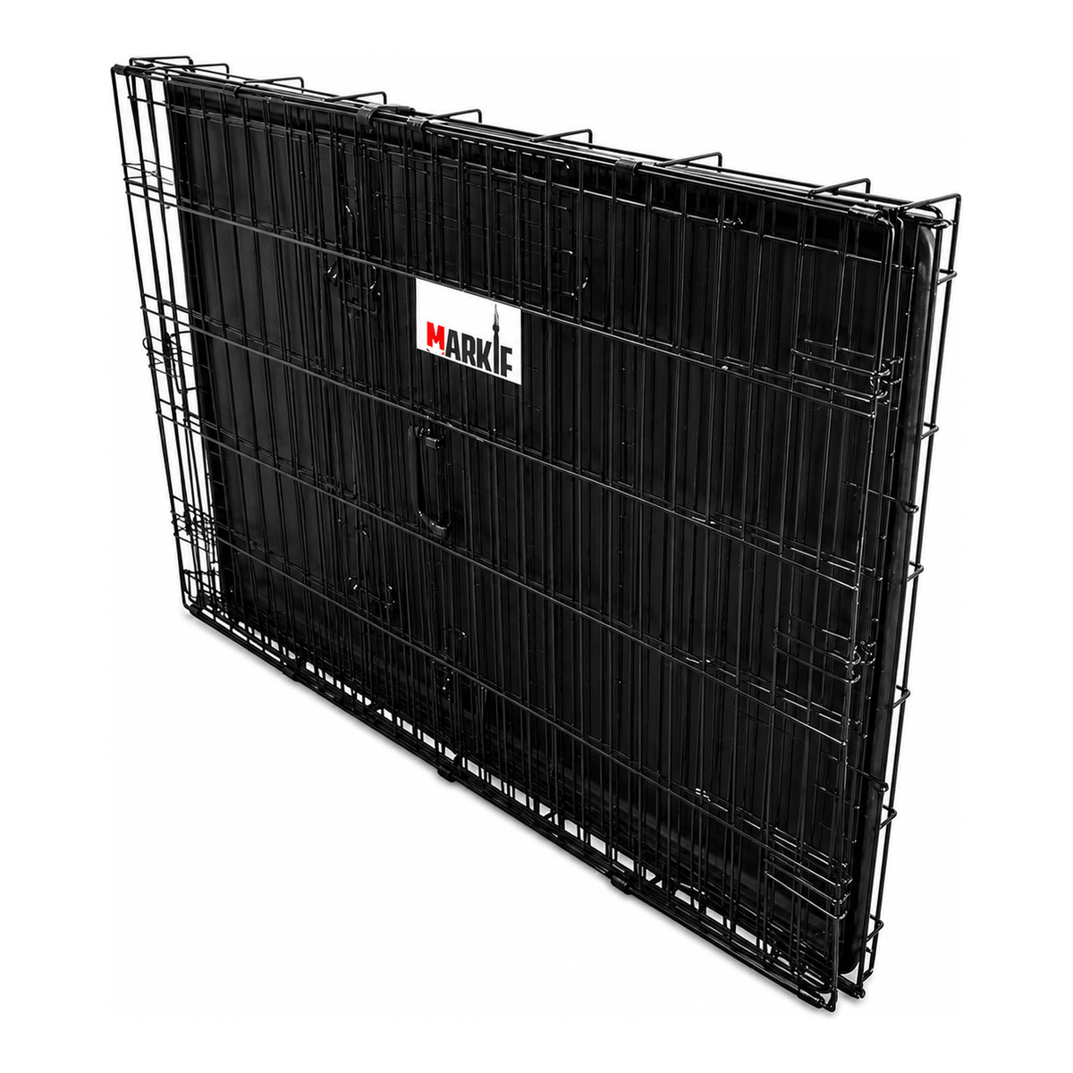 Double-Door Folding Metal Dog Crate with Divider & Tray